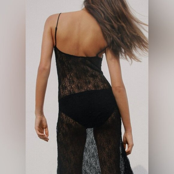 ZARA LONG LACE DRESS - Picture 6 of 10